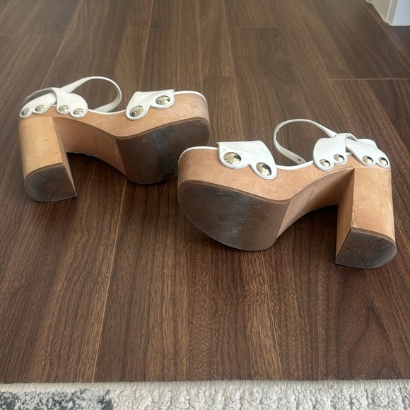 White and Wood Prada Platform Heels - Picture 6 of 6